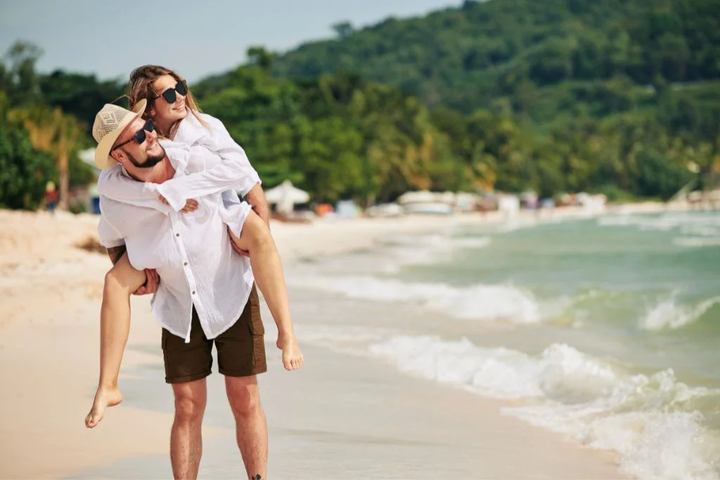 A healthy couple enjoying life in Bali after successful STD treatment.