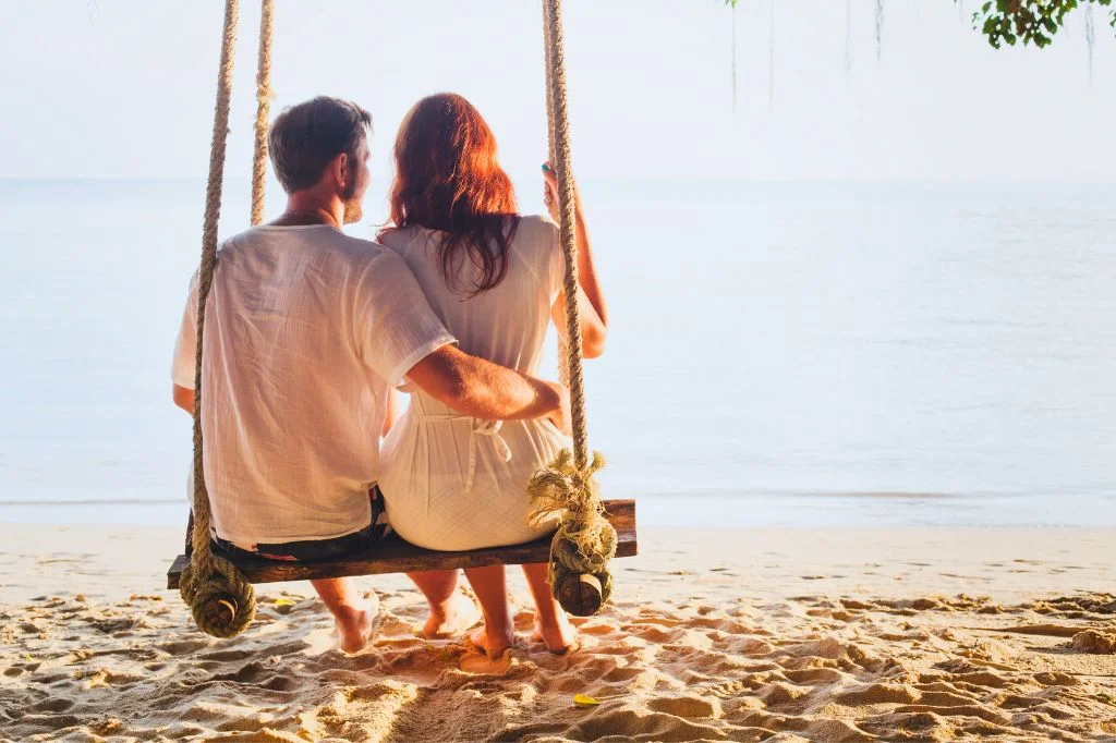 A couple of responsible travellers enjoying a healthy and safe holiday in Bali.