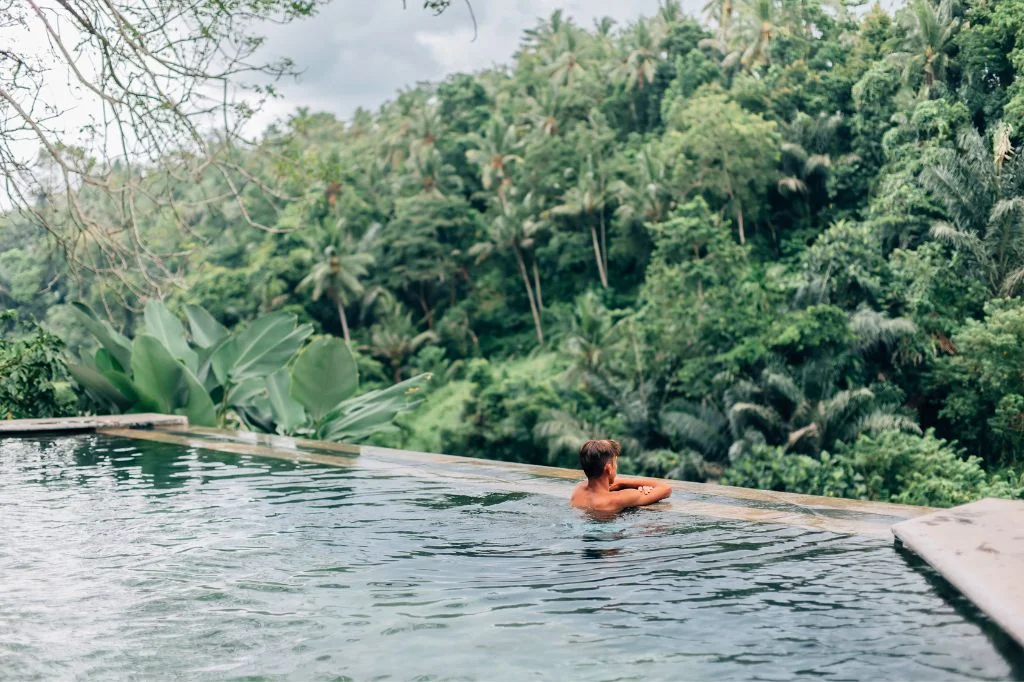 A tourist swimming after having the first dose of Rabies Vaccination