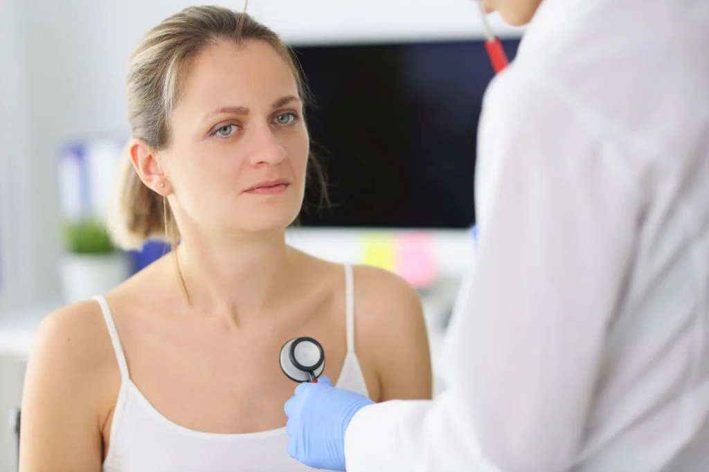 Hydro Medical doctor checking a patient's lungs to rule out respiratory infections.