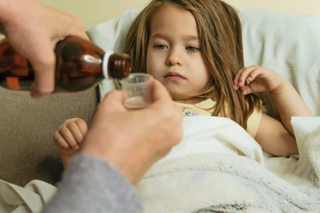 Always use a measuring spoon or syringe for pediatric medicine to ensure safe dosage for sore throats.
