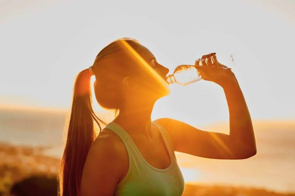 An expat staying hydrated while enjoying the tropical Bali environment.