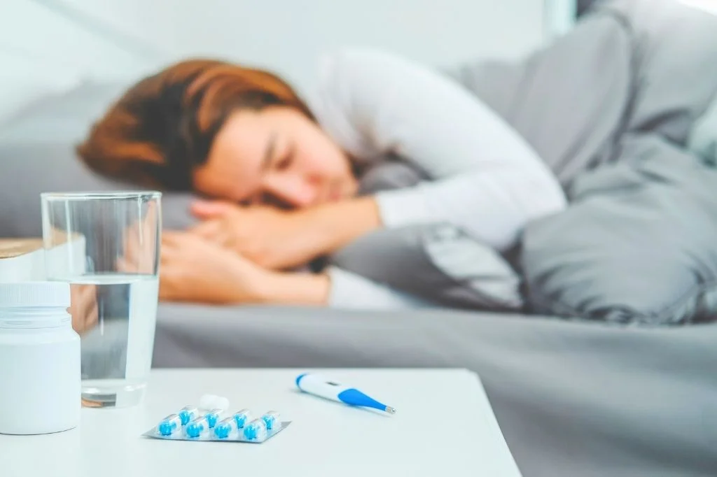 Recovering from flu symptoms with IV therapy in Bali.