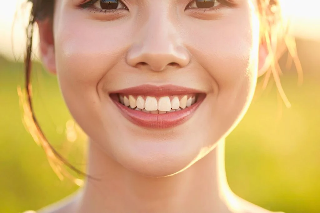 A natural smile by a traveler after the dental treatment