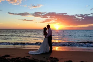 A vibrant and energized couple celebrating their wedding day in Bali