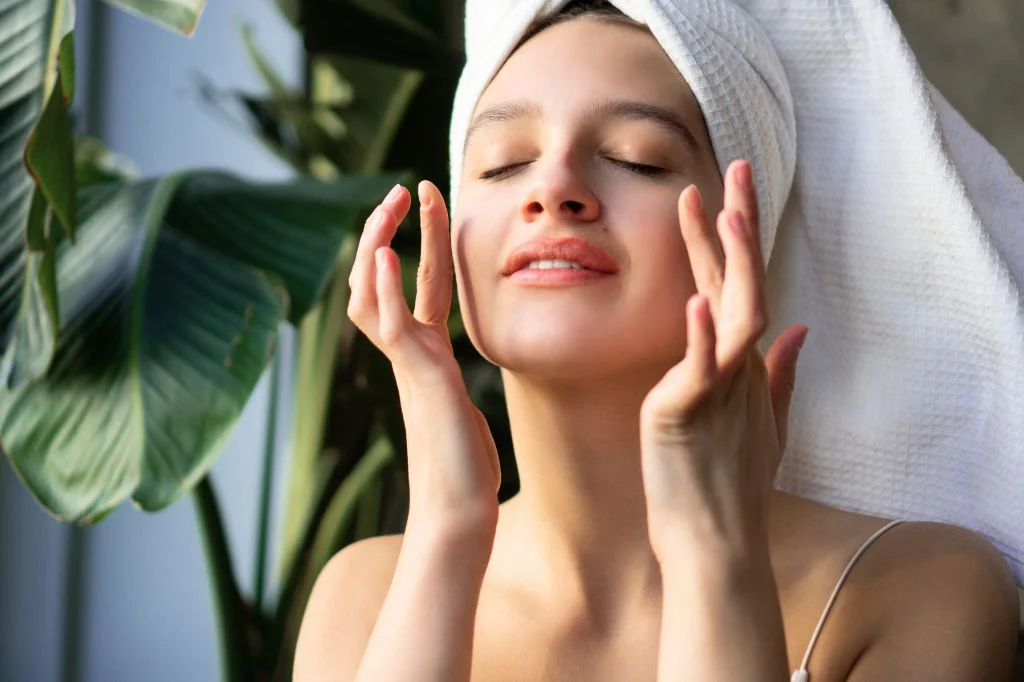 Close-up of healthy, well-cared-for skin with a natural, glowing complexion